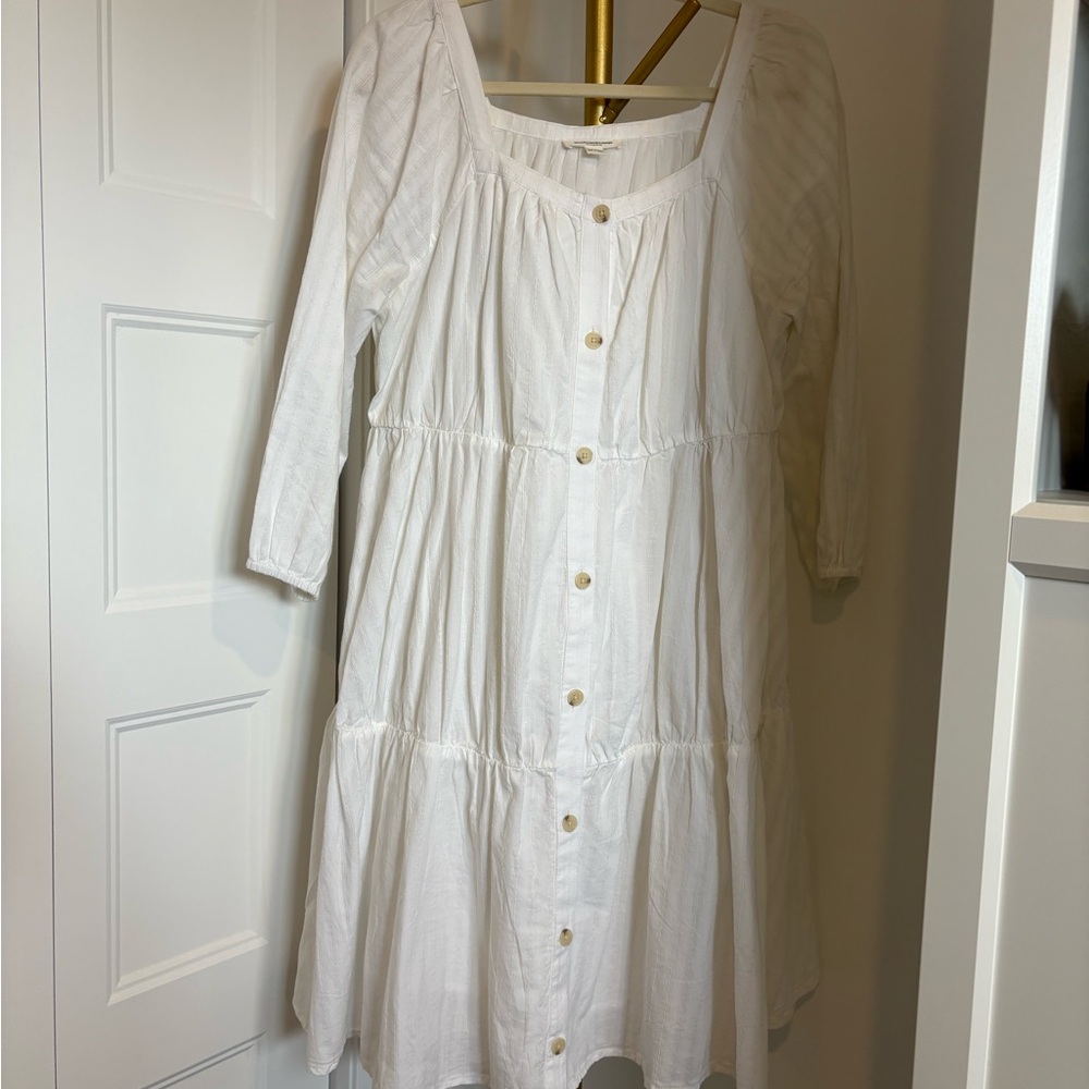 Elegant White Button-Down Dress